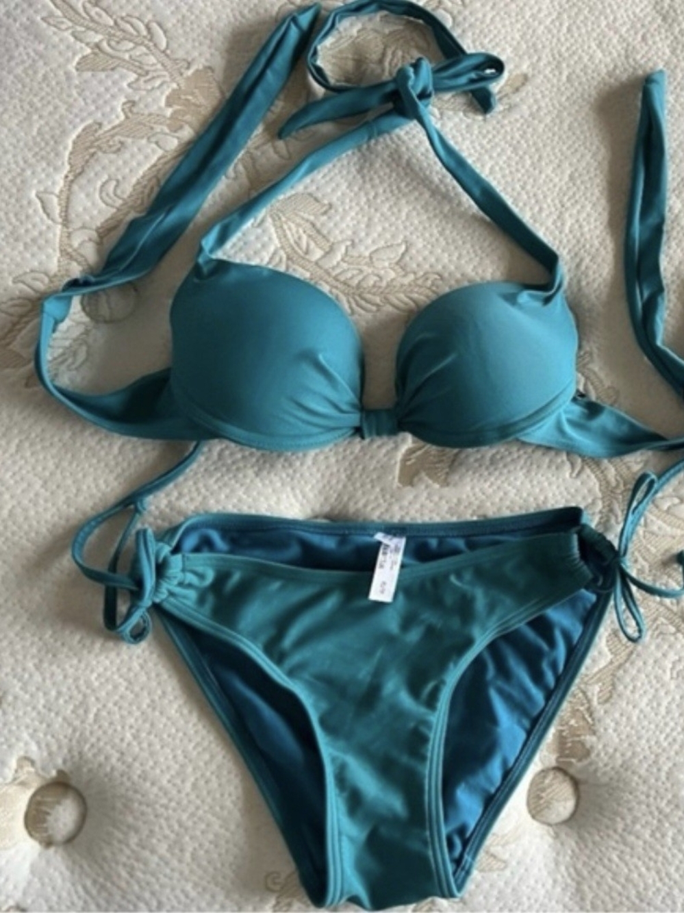 La Vie En Rose Bikini Teal Halter Bikini Set(2pcs)